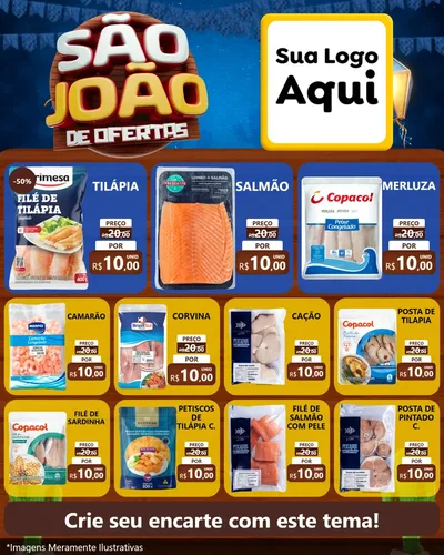 Modelo de Rede Social para Feed Instagram com o tema São João Ofertas Imbatíveis! - Junina para Peixaria