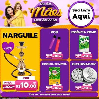 Modelo de Rede Social para Feed Facebook com o tema Dia das Mães com Desconto para Tabacaria