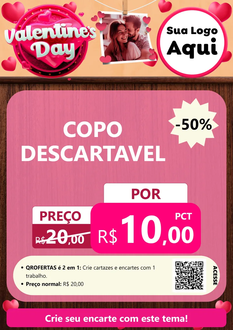 Modelo de Cartaz para Cartaz A4 Vertical com o tema Valentine's Day para Embalagens