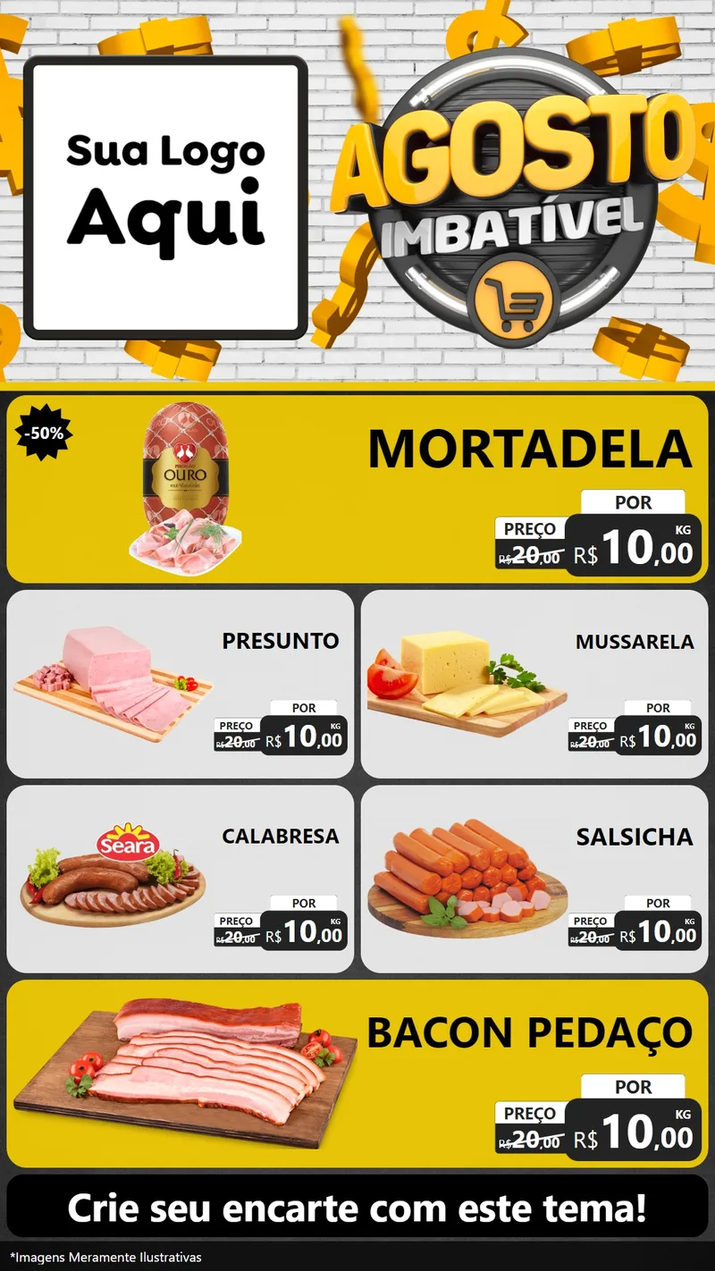 Modelo de TV para TV Vertical com o tema Agosto imbatível para Frios e Laticínios