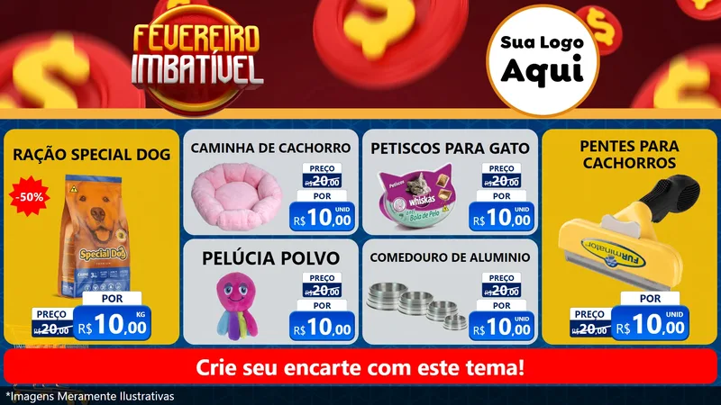 Modelo de TV para TV Horizontal com o tema Fevereiro Imbatível para Pet Shop