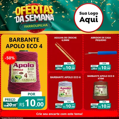 Modelo de Rede Social para Feed Facebook com o tema Ofertas da Semana Farroupilha para Armarinho e Aviamentos