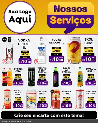 Modelo de Rede Social para Feed Instagram com o tema Nossos Serviços para Distribuidora de bebidas
