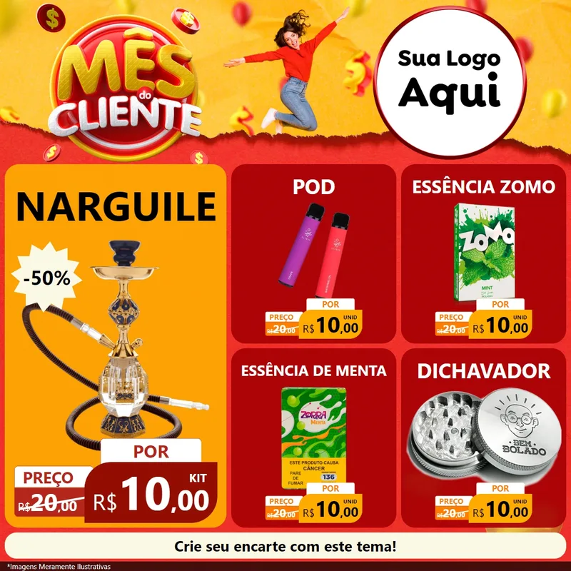 Modelo de Rede Social para Feed Facebook com o tema Mês do Cliente para Tabacaria