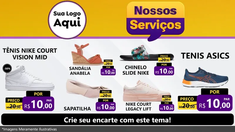 Modelo de TV para TV Horizontal com o tema Nossos Serviços para Calçados