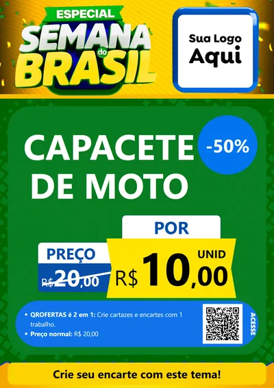 Modelo de Cartaz para Cartaz A4 Vertical com o tema Especial Semana do Brasil para Moto peças