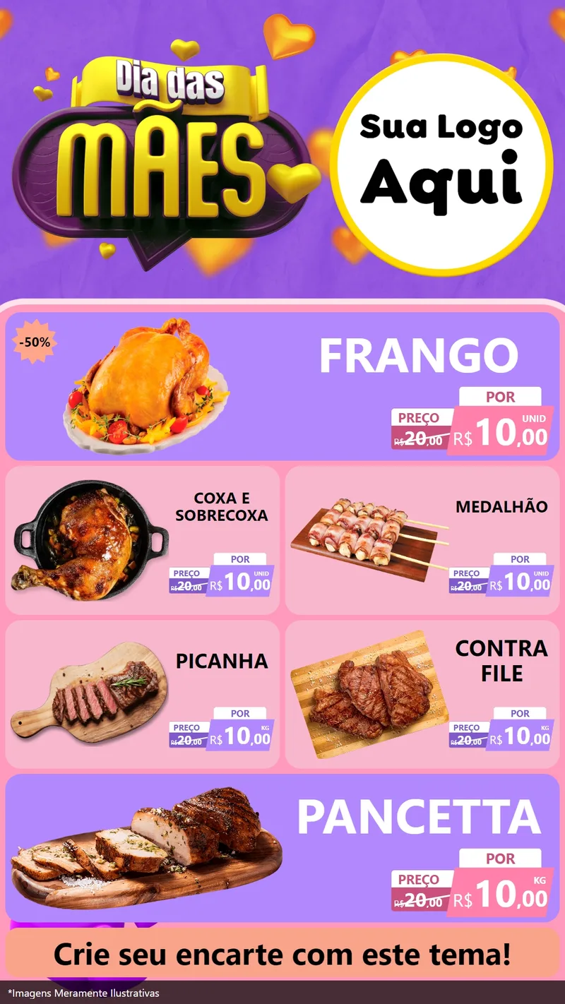 Modelo de TV para TV Vertical com o tema Dia das Mães para Assados