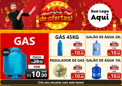 Modelo de Encarte para Encarte A4 Horizontal com o tema Março de Ofertas! para Água e gás