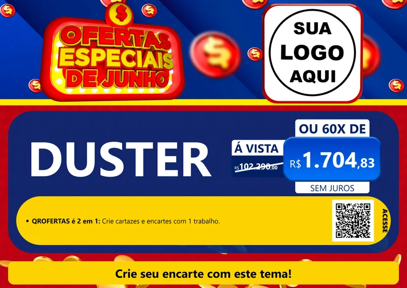 Modelo de Cartaz para Cartaz A4 Horizontal com o tema Ofertas Especiais de Junho para Concessionaria de Carros
