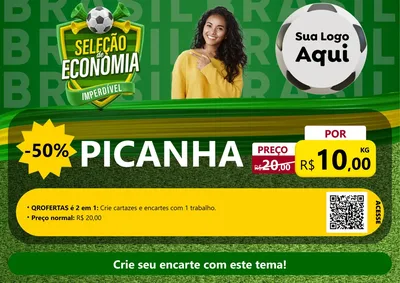 Modelo de Cartaz para Cartaz A4 Horizontal com o tema Seleção de Economia - Copa para Açougue