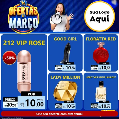 Modelo de Rede Social para Feed Facebook com o tema Ofertas de Março para Perfumes