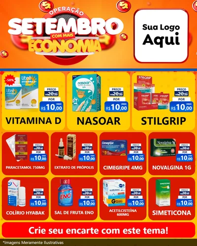 Modelo de Rede Social para Feed Instagram com o tema Operação Setembro Com Muita Economia para Farmácia