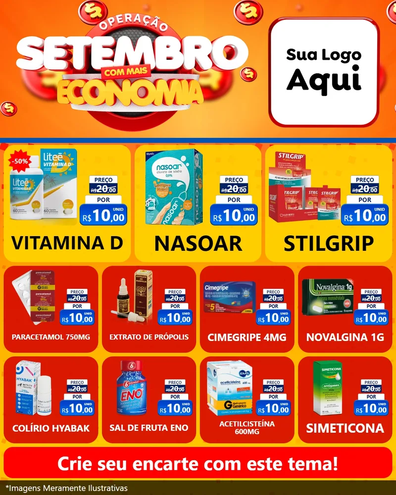 Modelo de Rede Social para Feed Instagram com o tema Operação Setembro Com Muita Economia para Farmácia