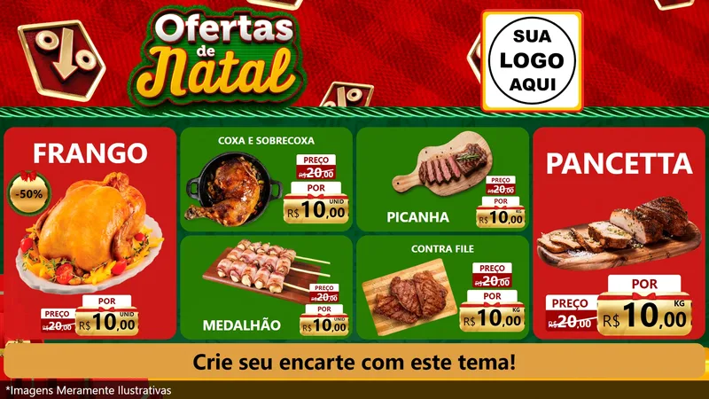 Modelo de TV para TV Horizontal com o tema Ofertas de Natal para Assados