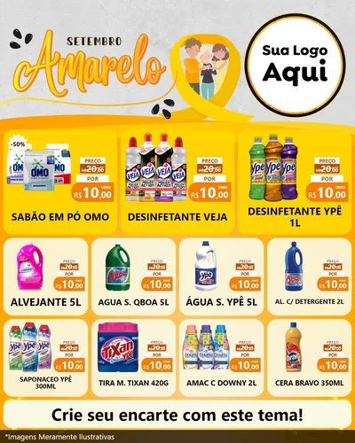 Modelo de Rede Social para Feed Instagram com o tema Setembro Amarelo para Produtos de Limpeza