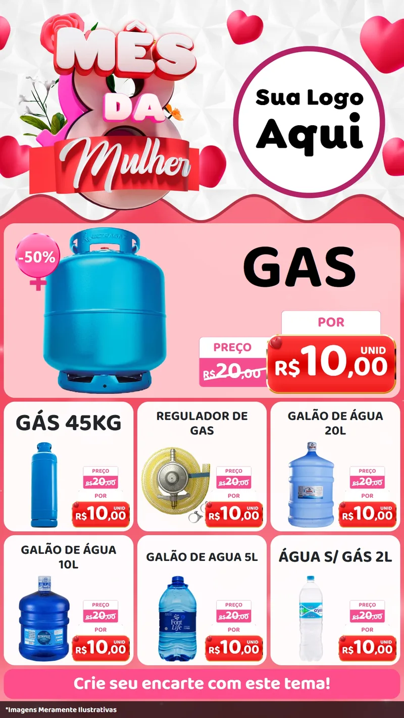Modelo de Rede Social para Stories com o tema Mês da Mulher para Água e gás