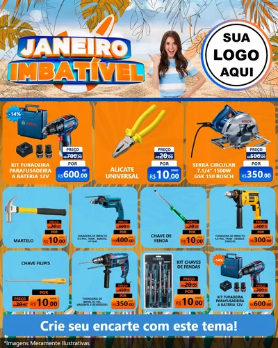 Modelo de Rede Social para Feed Instagram com o tema Janeiro Imbatível para Maquinas e Ferramentas