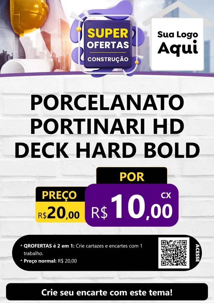 Modelo de Cartaz para Cartaz A4 Vertical com o tema Super Ofertas - Construção para Pisos e revestimentos
