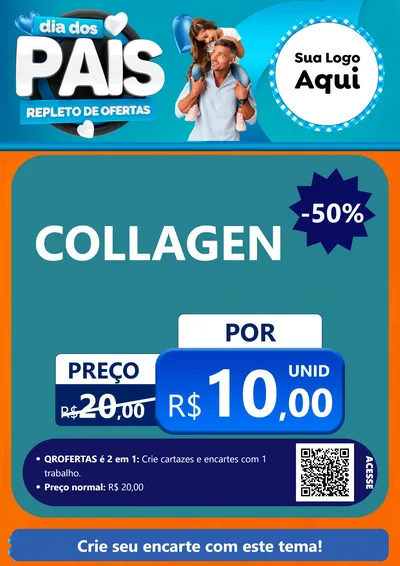 Modelo de Cartaz para Cartaz A4 Vertical com o tema Dia Dos Pais Repleto de Ofertas para Suplementos alimentares