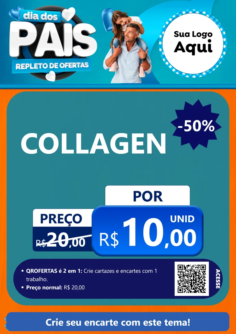 Modelo de Cartaz para Cartaz A4 Vertical com o tema Dia Dos Pais Repleto de Ofertas para Suplementos alimentares