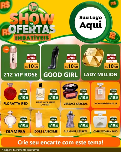 Modelo de Rede Social para Feed Instagram com o tema Show de Ofertas Imbatíveis para Perfumes
