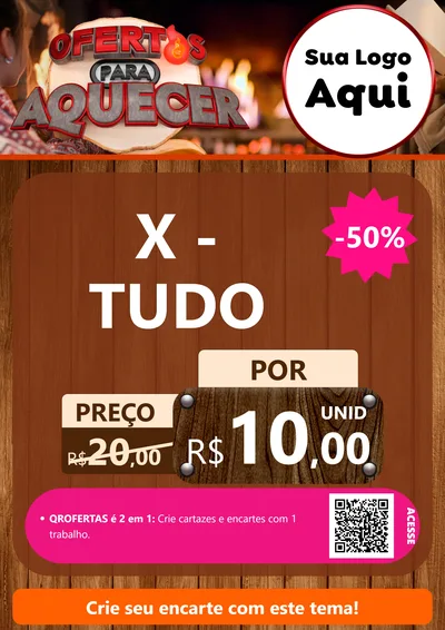 Modelo de Cartaz para Cartaz A4 Vertical com o tema Ofertas Para Aquecer para Hamburgueria