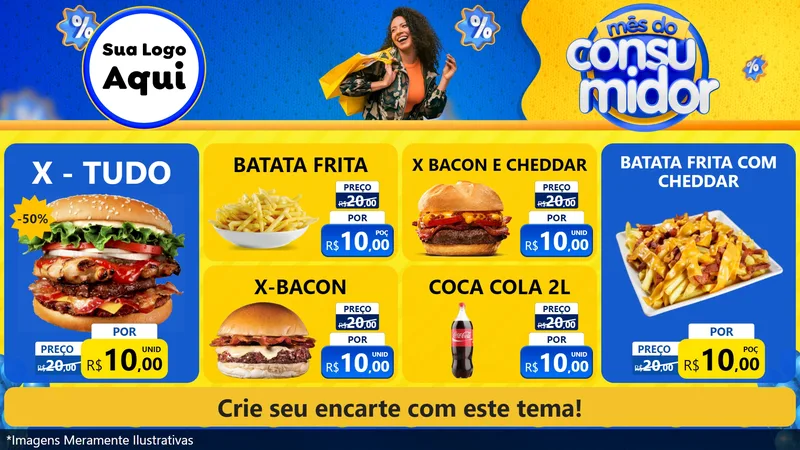 Modelo de TV para TV Horizontal com o tema Mês do Consumidor para Hamburgueria