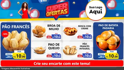 Modelo de TV para TV Horizontal com o tema Super Ofertas para Padaria