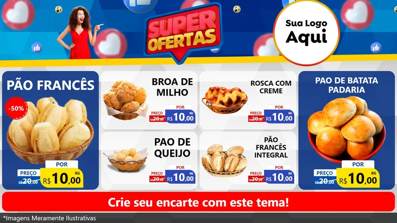 Modelo de TV para TV Horizontal com o tema Super Ofertas para Padaria