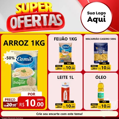 Modelo de Rede Social para Feed Facebook com o tema Super Ofertas para Supermercado