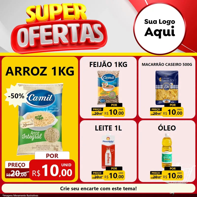 Modelo de Rede Social para Feed Facebook com o tema Super Ofertas para Supermercado