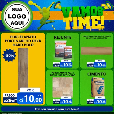 Modelo de Rede Social para Feed Facebook com o tema Vamos Time! para Pisos e revestimentos