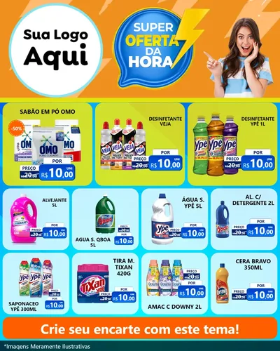 Modelo de Rede Social para Feed Instagram com o tema Super Oferta da Hora para Produtos de Limpeza