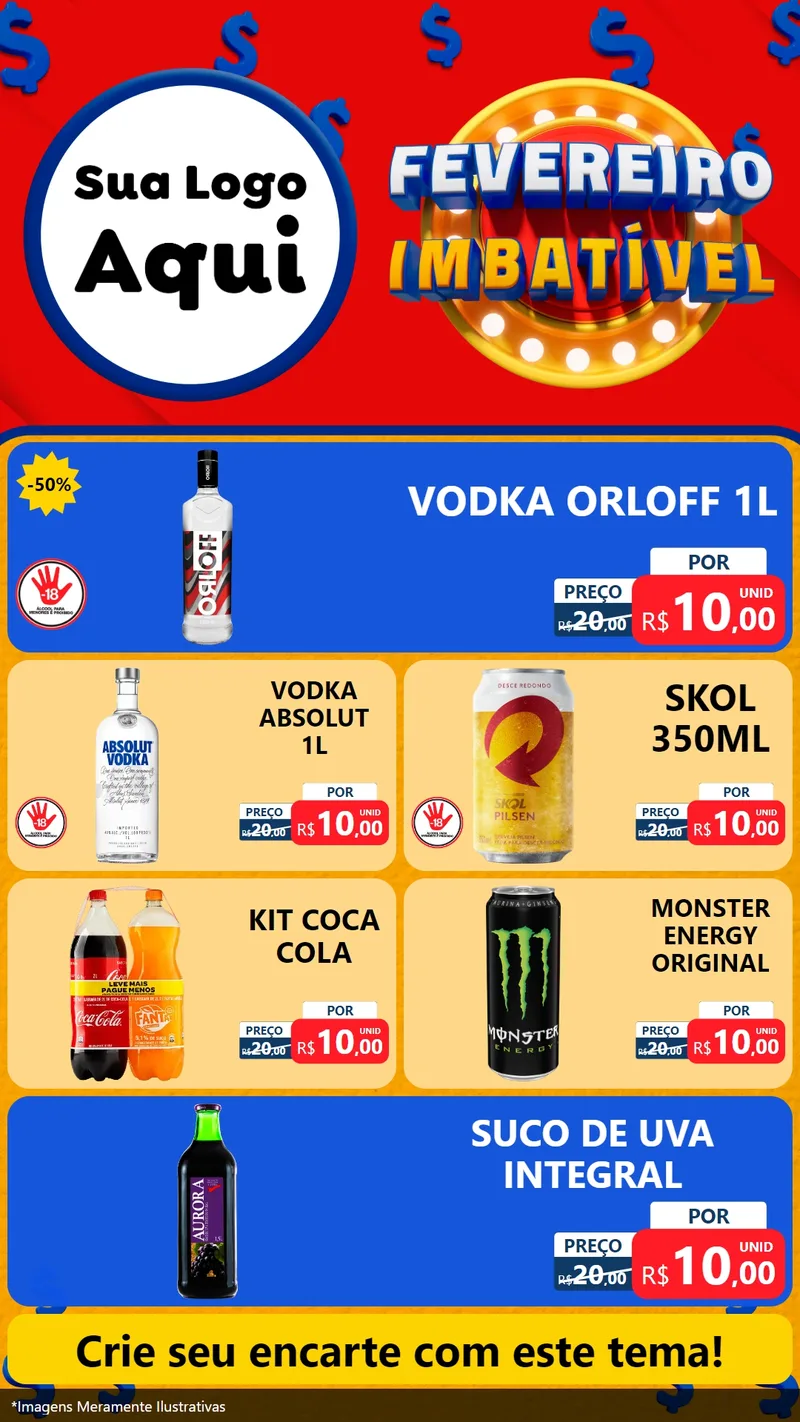 Modelo de TV para TV Vertical com o tema Fevereiro Imbatível para Distribuidora de bebidas