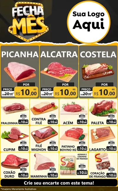Modelo de Encarte para Encarte Grande com o tema Fecha Mês para Açougue