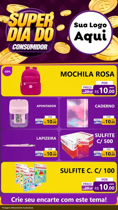 Modelo de TV para TV Vertical com o tema Super Dia do Consumidor para Papelaria