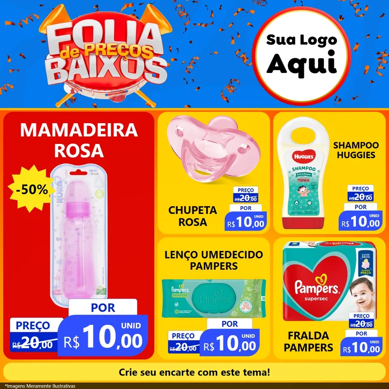 Modelo de Rede Social para Feed Facebook com o tema Folia de Preços Baixos para Bebês