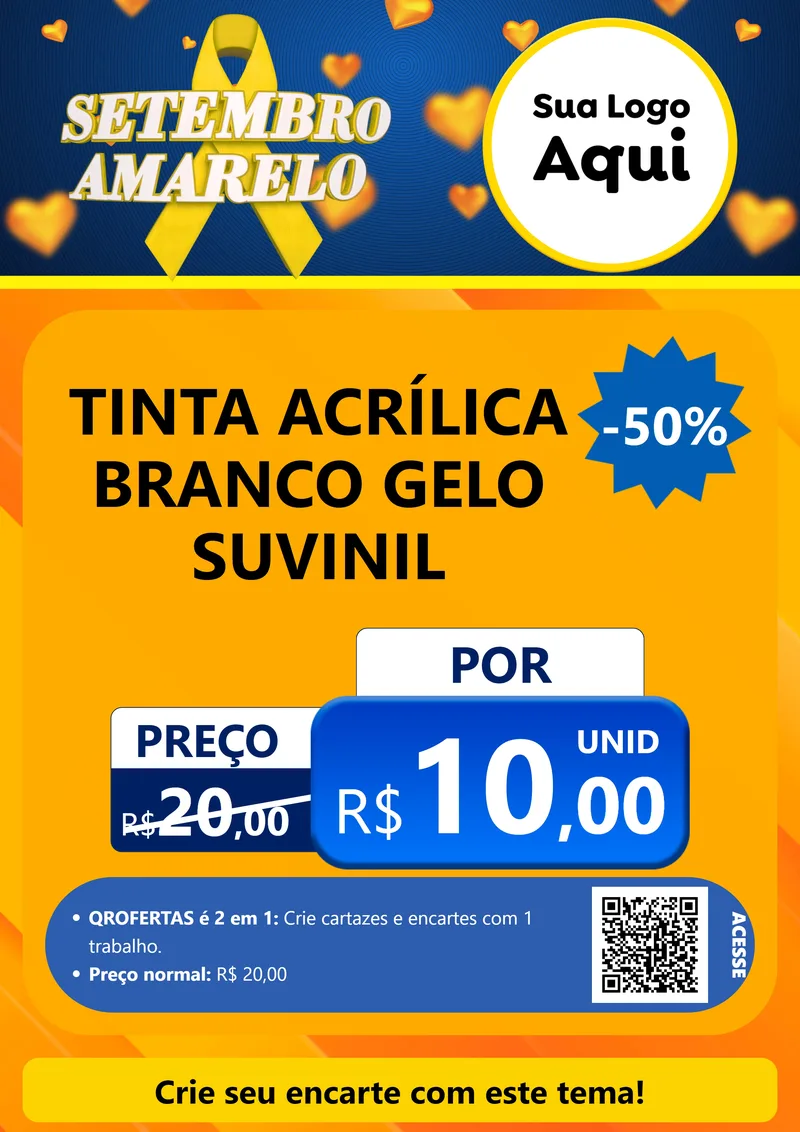 Modelo de Cartaz para Cartaz A4 Vertical com o tema Setembro Amarelo para Tintas e Ferramentas