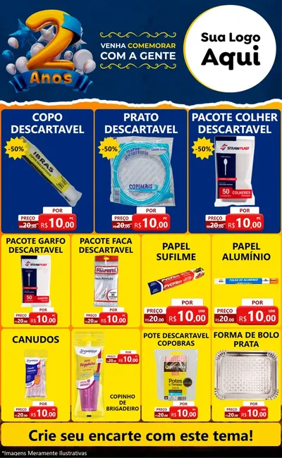 Modelo de Encarte para Encarte Grande com o tema Aniversário de 2 anos para Embalagens