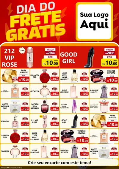 Modelo de Encarte para Encarte A4 Vertical com o tema Dia do Frete Grátis para Perfumes