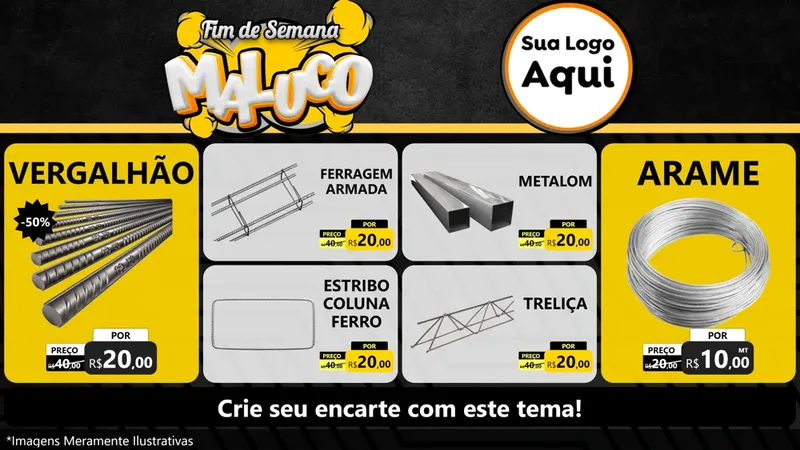 Modelo de TV para TV Horizontal com o tema Fim de Semana Maluco para Ferragens