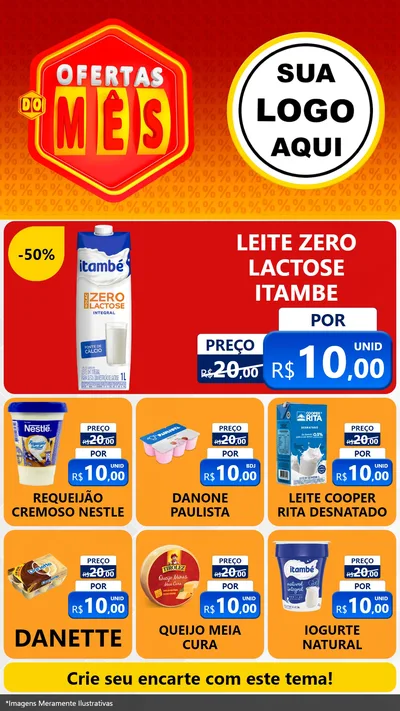 Modelo de Rede Social para Stories com o tema Ofertas do Mês para Frios e Laticínios