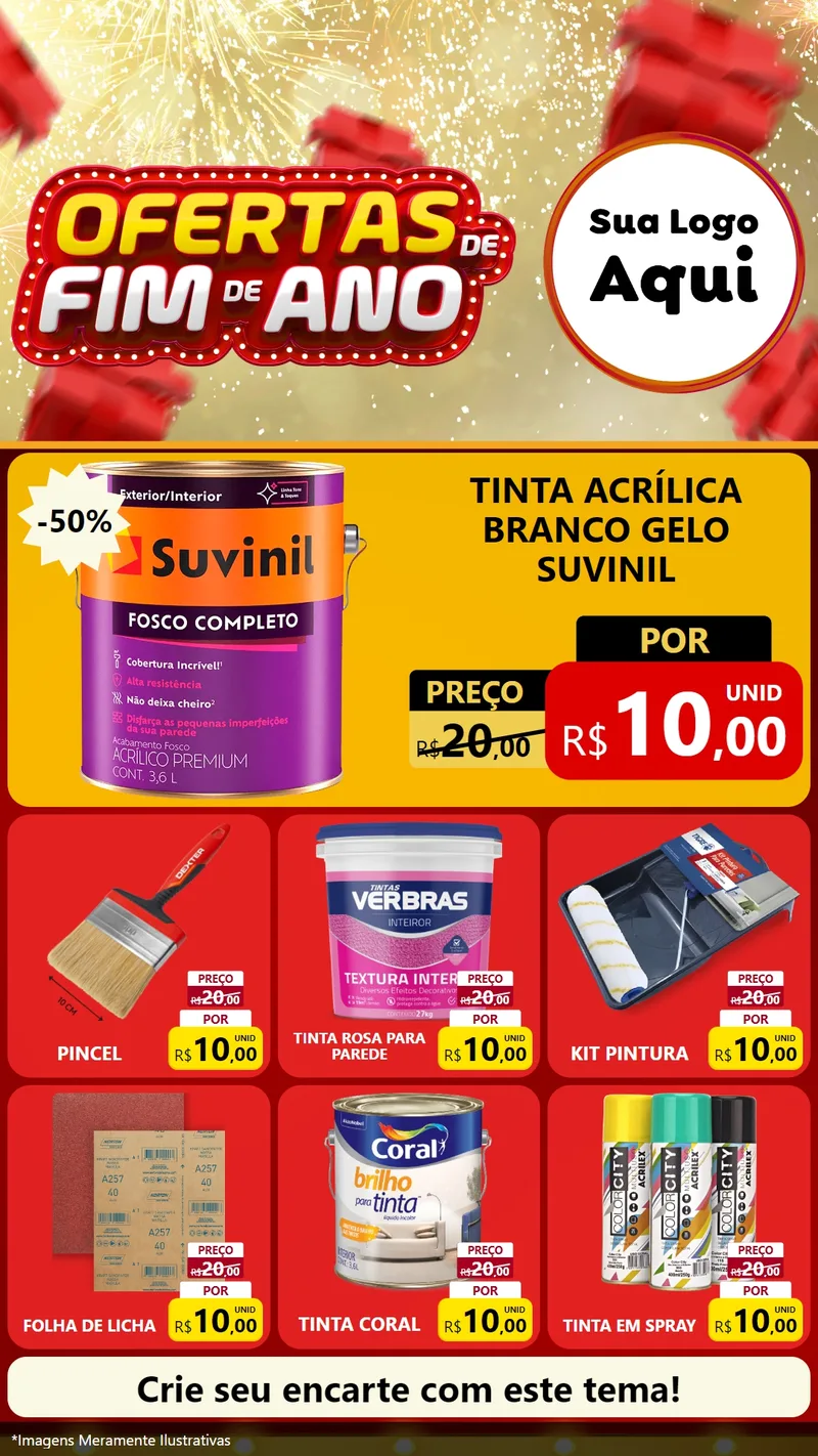 Modelo de Rede Social para Stories com o tema Ofertas de Fim de Ano para Tintas e Ferramentas