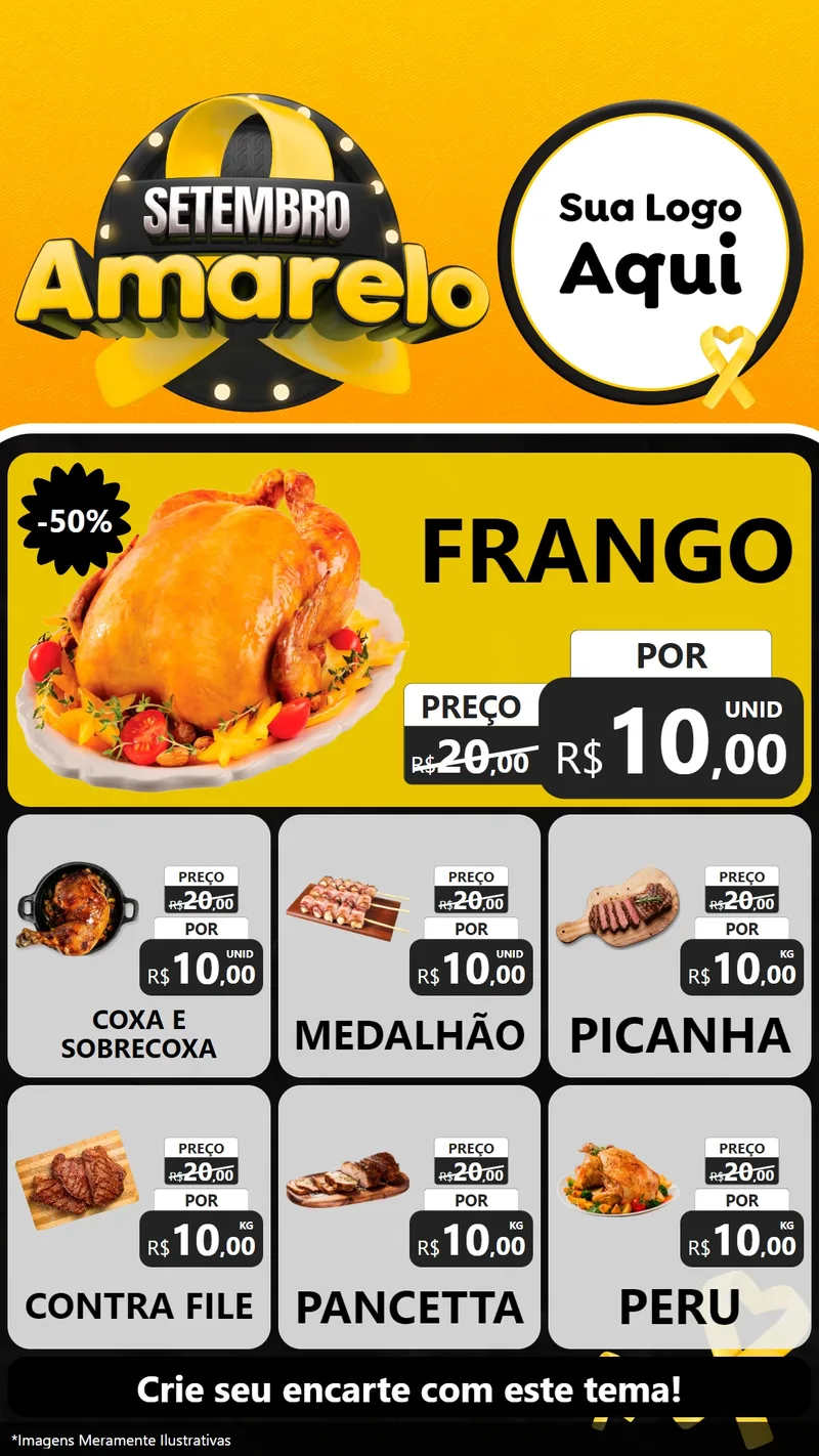 Modelo de Rede Social para Stories com o tema Setembro Amarelo para Assados