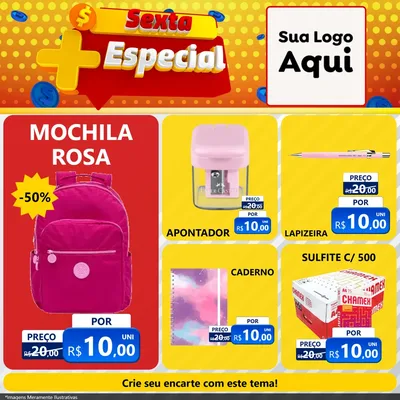 Modelo de Rede Social para Feed Facebook com o tema Sexta Mais Especial para Papelaria
