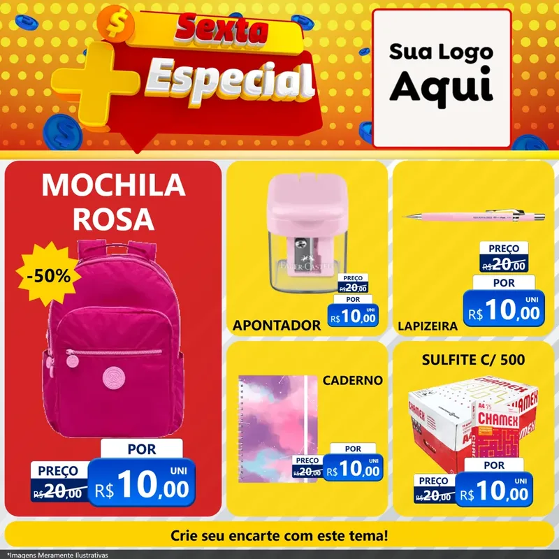 Modelo de Rede Social para Feed Facebook com o tema Sexta Mais Especial para Papelaria