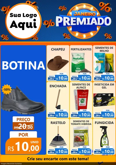 Modelo de Encarte para Encarte A4 Vertical com o tema Janeiro Premiado para Agropecuária