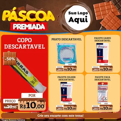 Modelo de Rede Social para Feed Facebook com o tema Páscoa Premiada para Embalagens