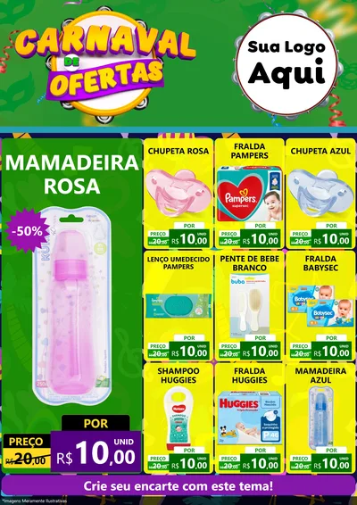 Modelo de Encarte para Encarte A4 Vertical com o tema Carnaval de Ofertas para Bebês