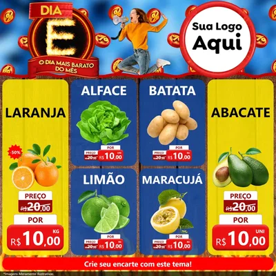 Modelo de Rede Social para Feed Facebook com o tema Dia E - O Dia Mais Barato Do Mês para Hortifrúti